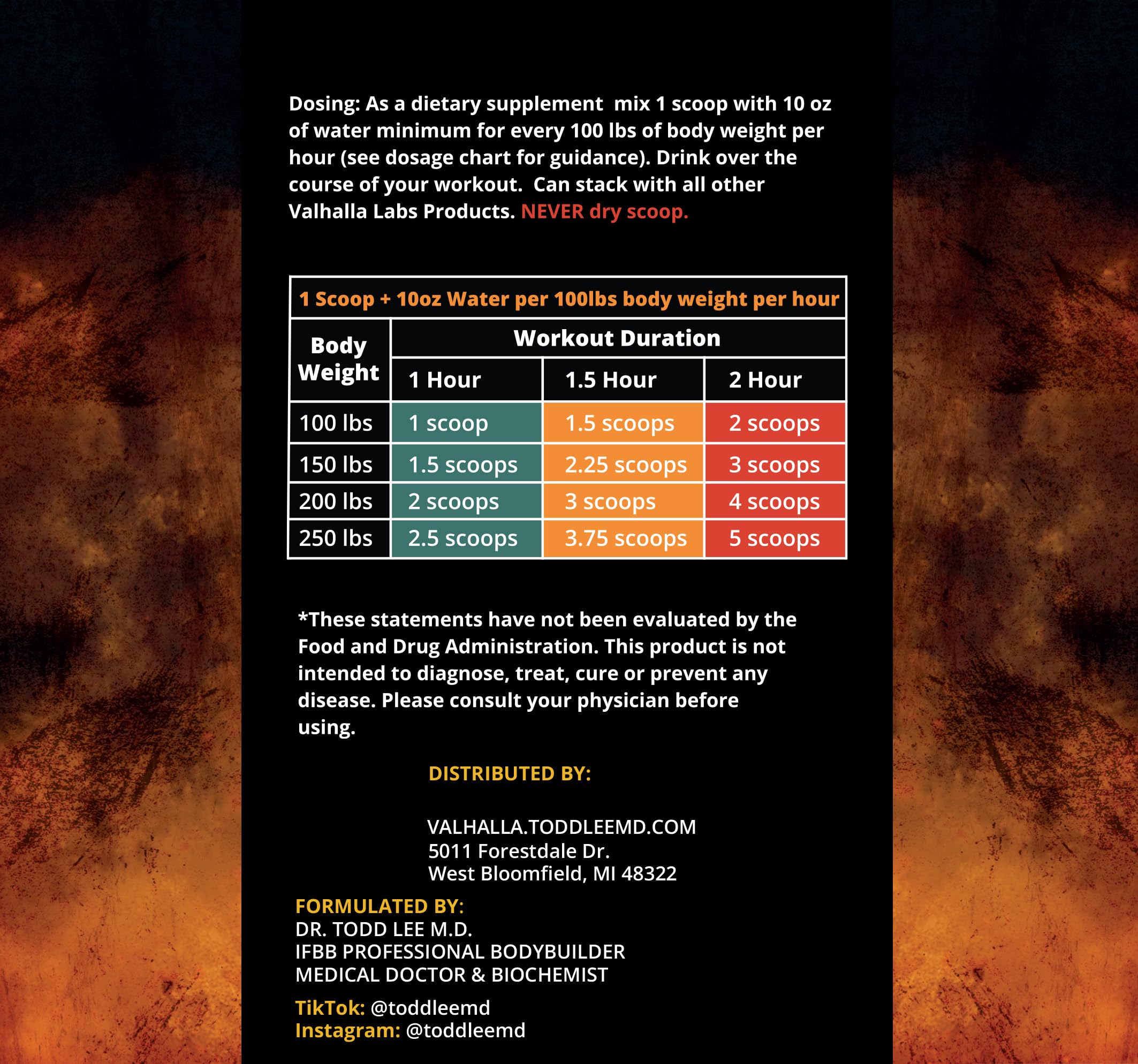 Valhalla Labs Battle Mead ingredient label highlighting HBCD and EAAs benefits.