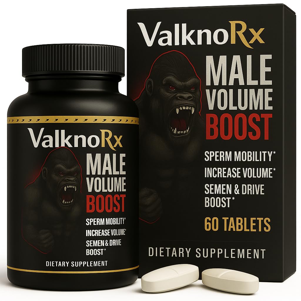 VALKNORX male-enhancing supplement bottle supports daily energy and vitality.