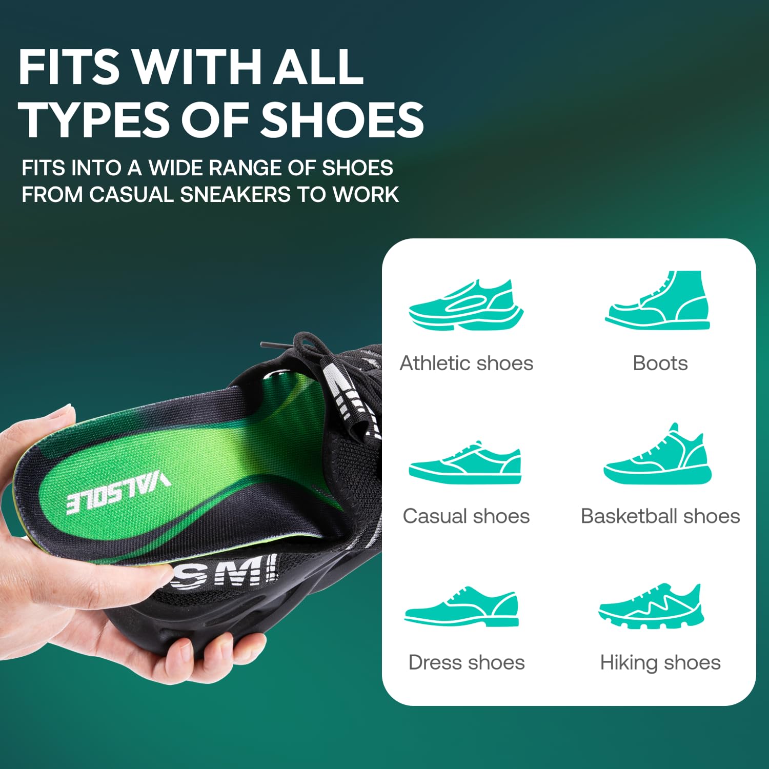 VALSOLE arch-support insole suitable for men and women.