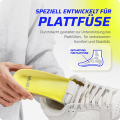 VALSOLE deep heel cup stabilizes mid and rear foot and absorbs impact