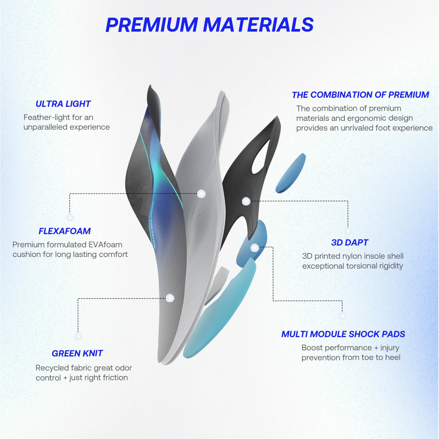 VALSOLE dynamic sport insoles deliver shock absorption for high-impact movements.