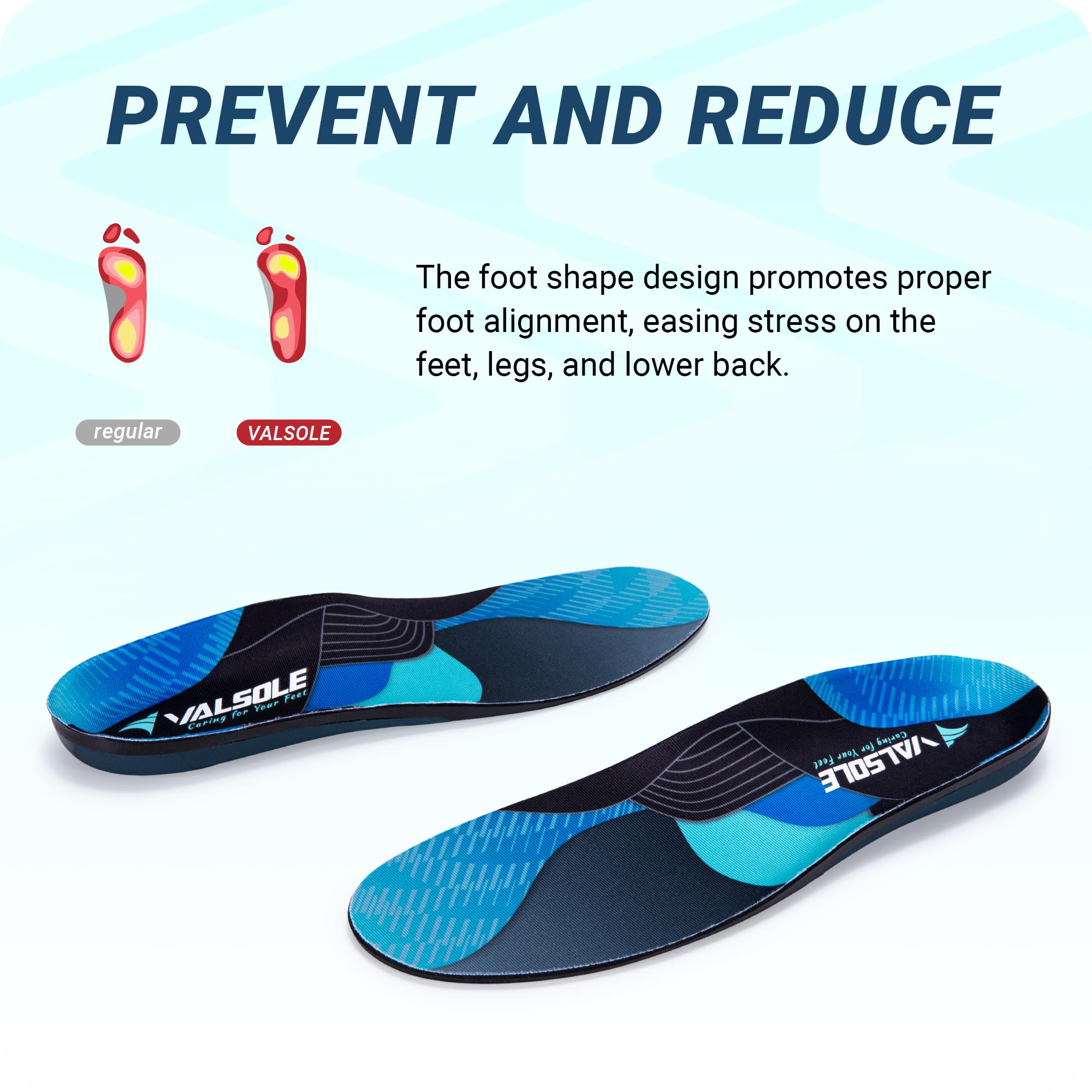VALSOLE heavy-duty 220lbs blue insole supports long wear