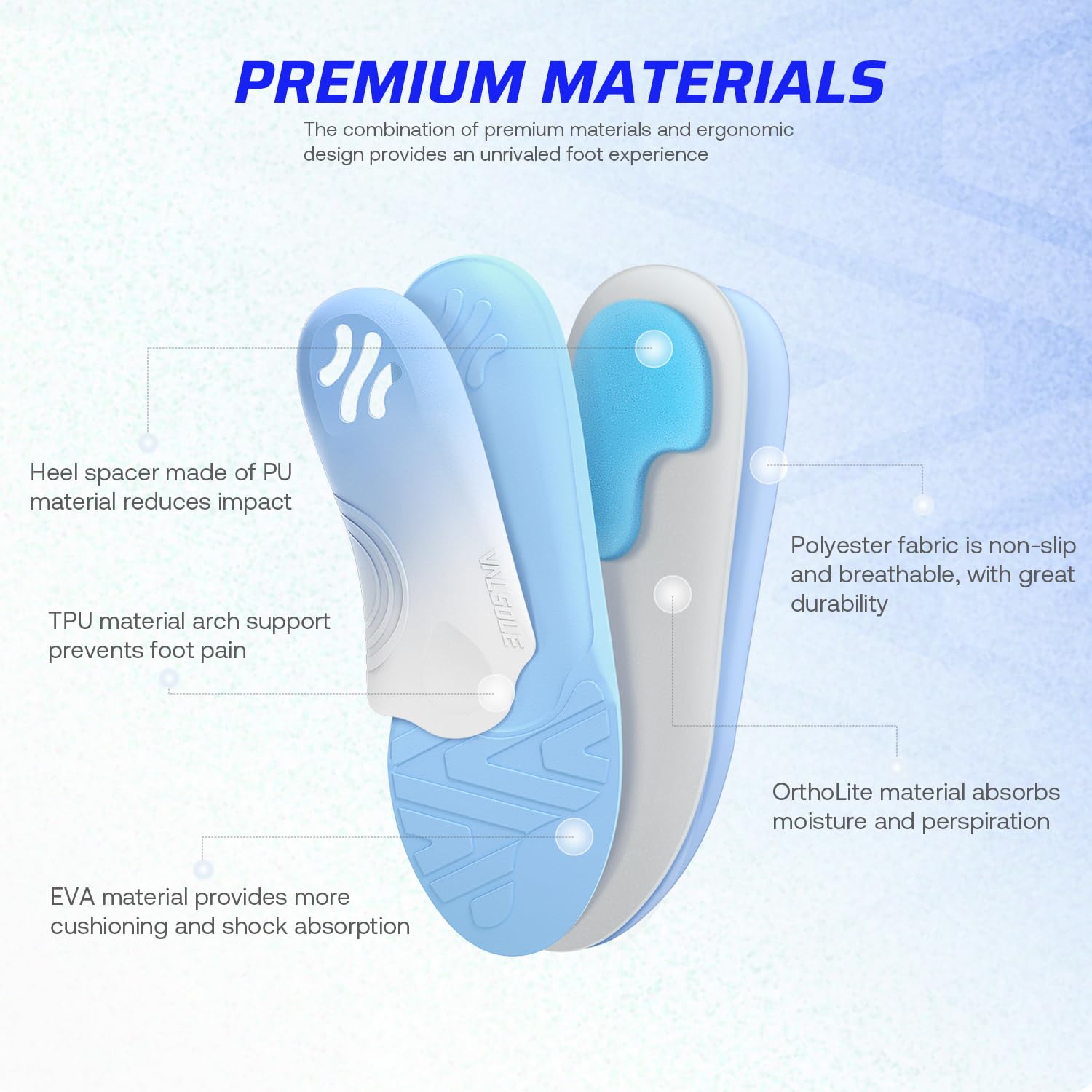 VALSOLE insoles ideal for walking and hiking comfort.