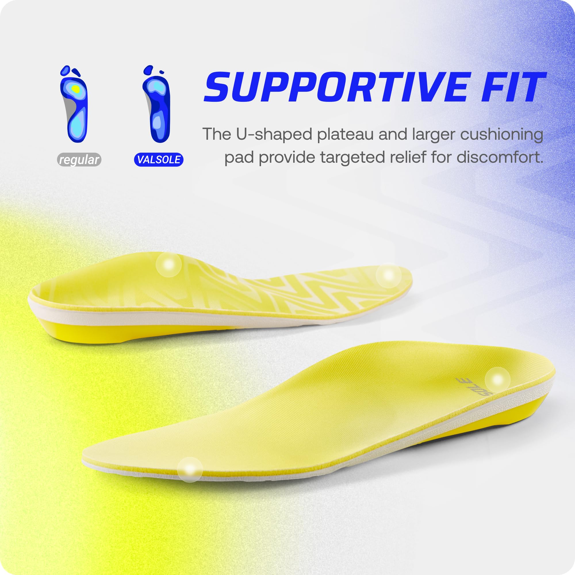 VALSOLE metatarsal support pads alleviate forefoot pressure during daily activities.