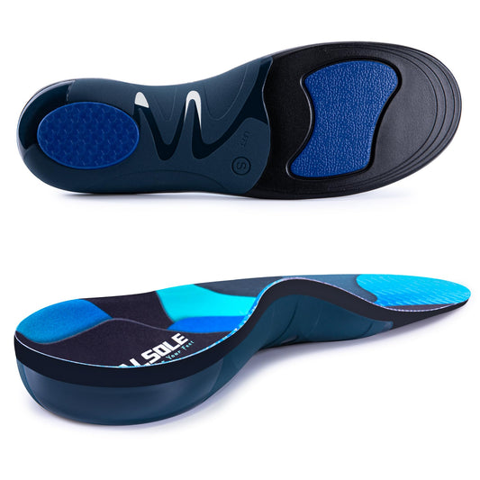 VALSOLE plantar fasciitis insole provides blue arch support for stability and comfort