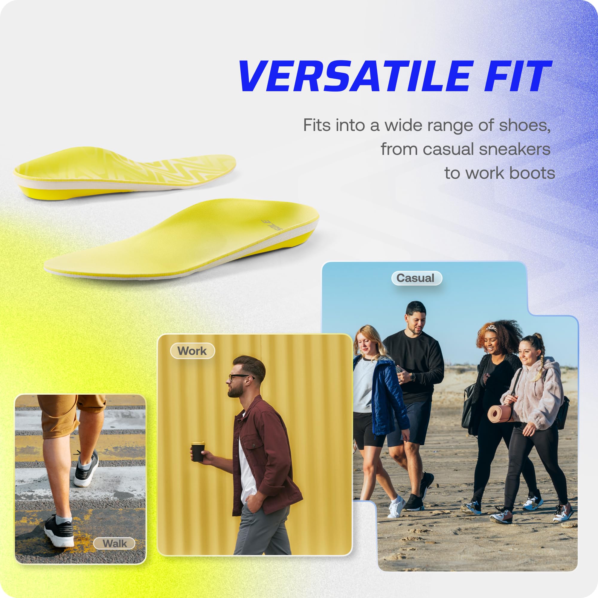 VALSOLE shock-absorbing insole cushions steps during standing and walking