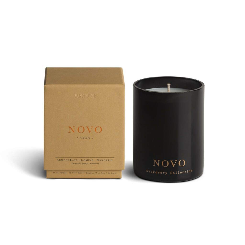 Vancouver Candle Co Novo Discovery Candle bottle top view with inviting aroma