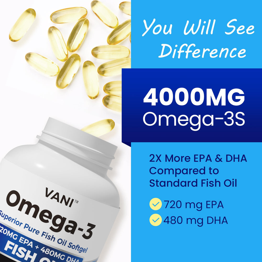 VANI Fish Oil pack-shot inviting quick comparison for daily supplement routines.