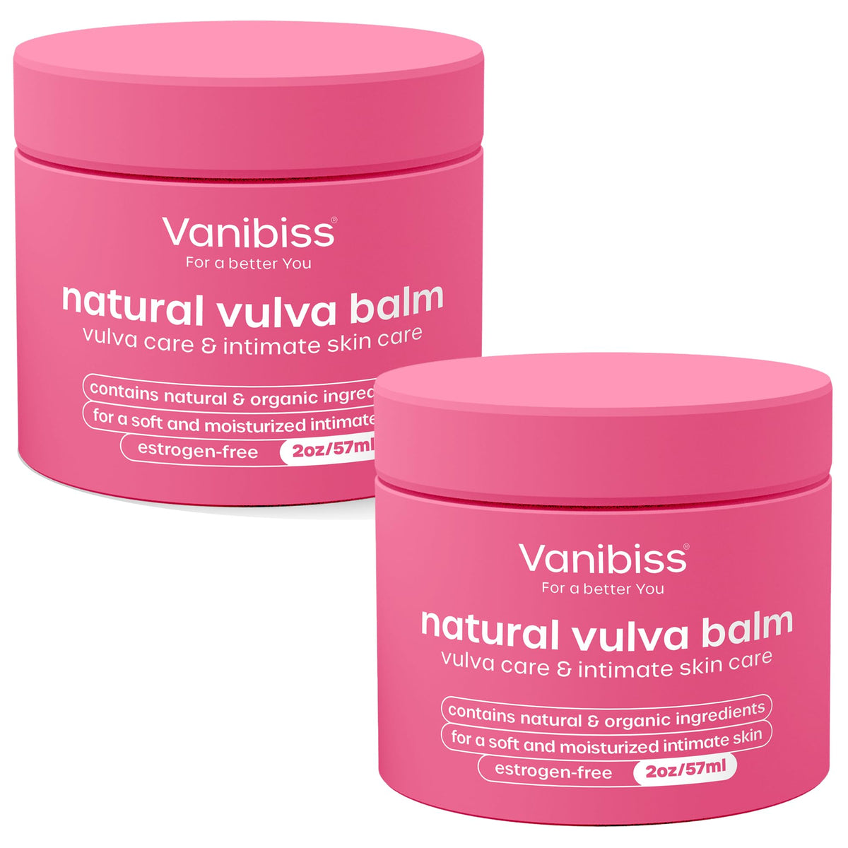 Vanibiss Natural Vulva Balm 2oz pack for daily intimate care and hydration.