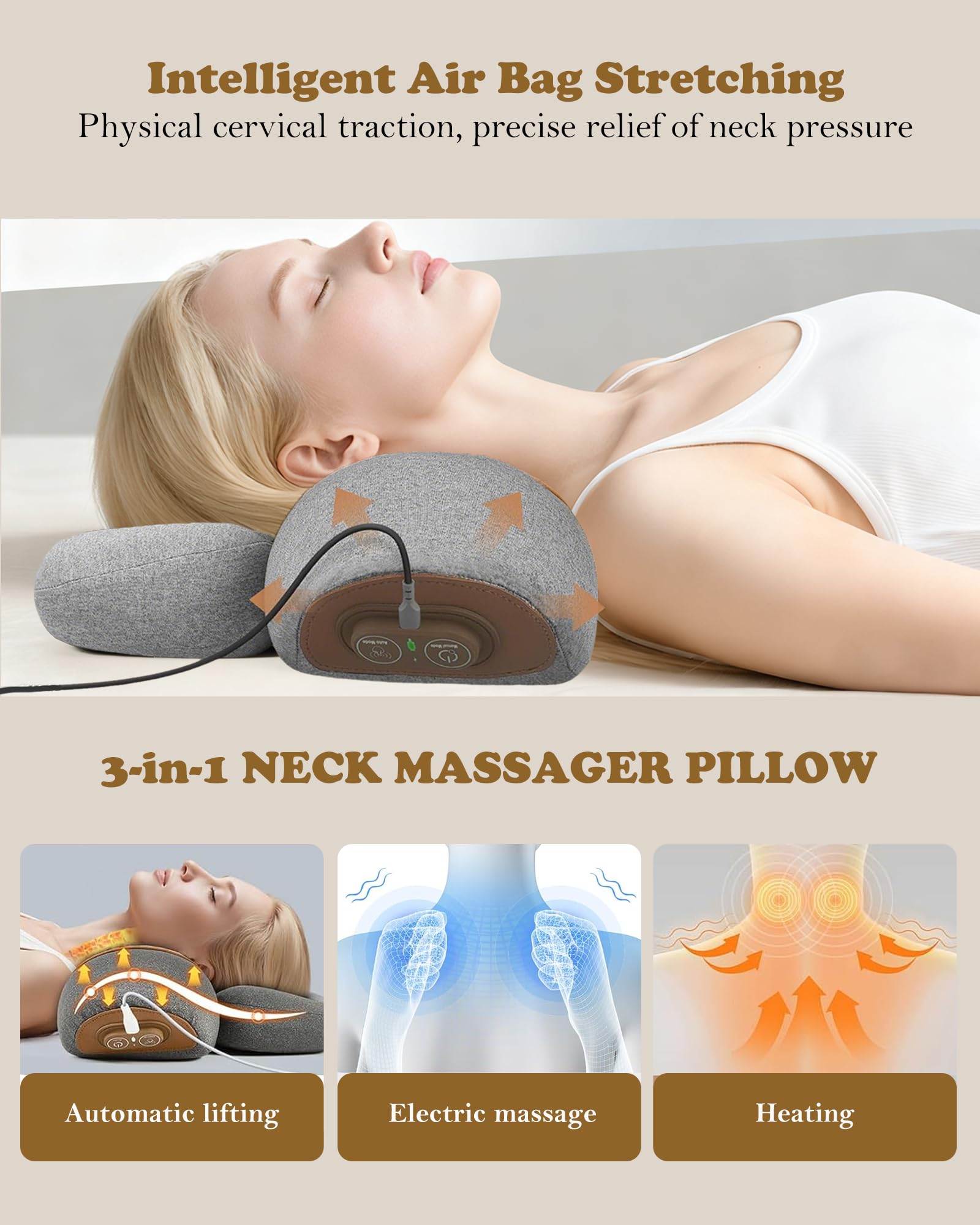 VANJUNBILL ergonomic neck pillow supports posture while relaxing muscles