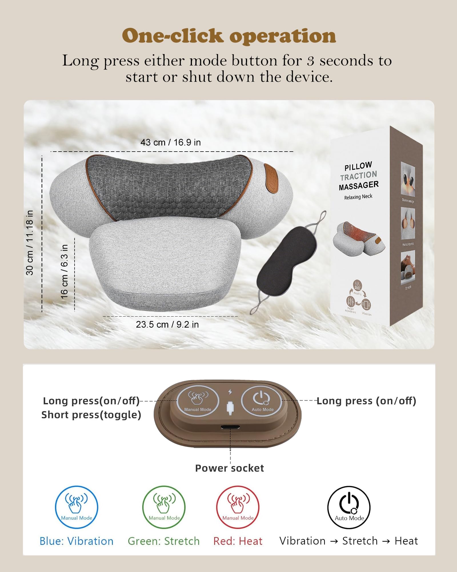 VANJUNBILL neck massage pillow supports shoulder relief on the go