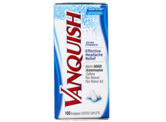 Vanquish Pain Reliever caplets neatly arranged for portable use