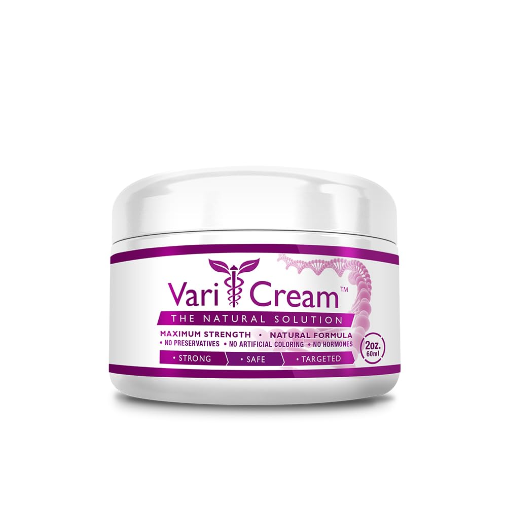 VariDerm VariCream jar front, targeted care for varicose and spider veins.