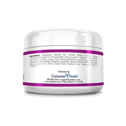 VariCream label closeup highlighting vegan, cruelty-free, non-GMO formulation.