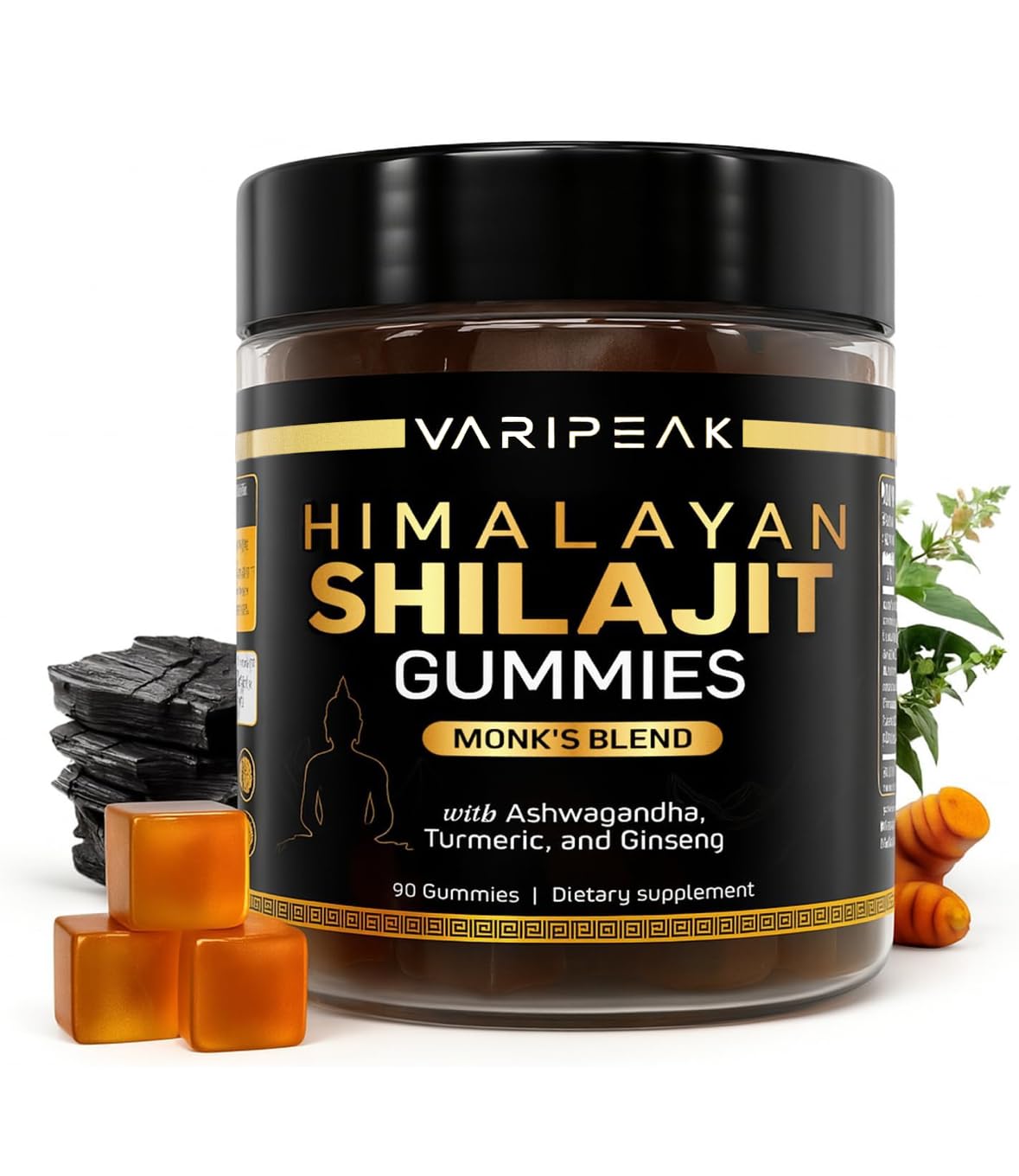 Varipeak 4-in-1 organic Himalayan Shilajit gummies bottle for daily energy support.