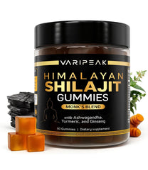 Varipeak 4-in-1 organic Himalayan Shilajit gummies bottle for daily energy support.