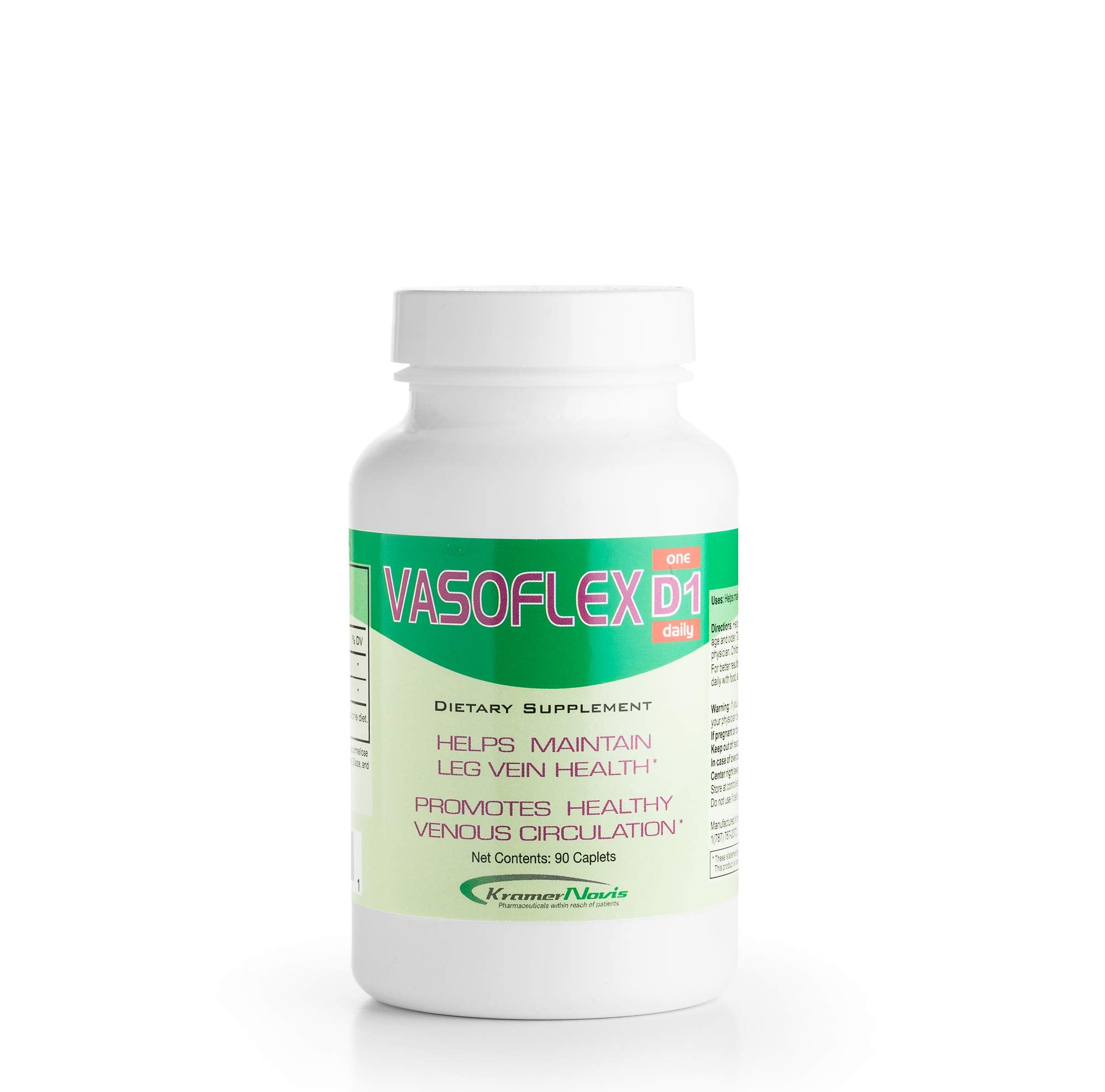 Vasoflex D1 bottle with caplets supports venous health and daily circulation.