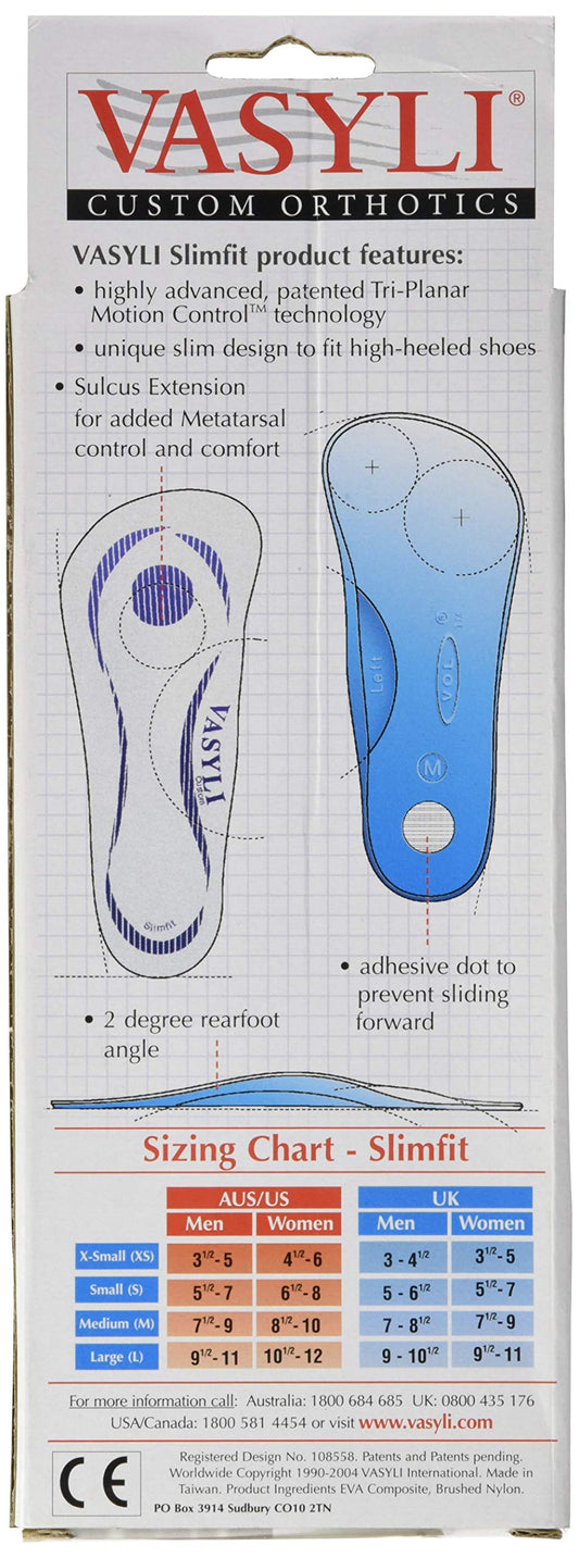 Vasyli 04 Extended Slimfit Insole X-Small highlighting the built-in metatarsal raise