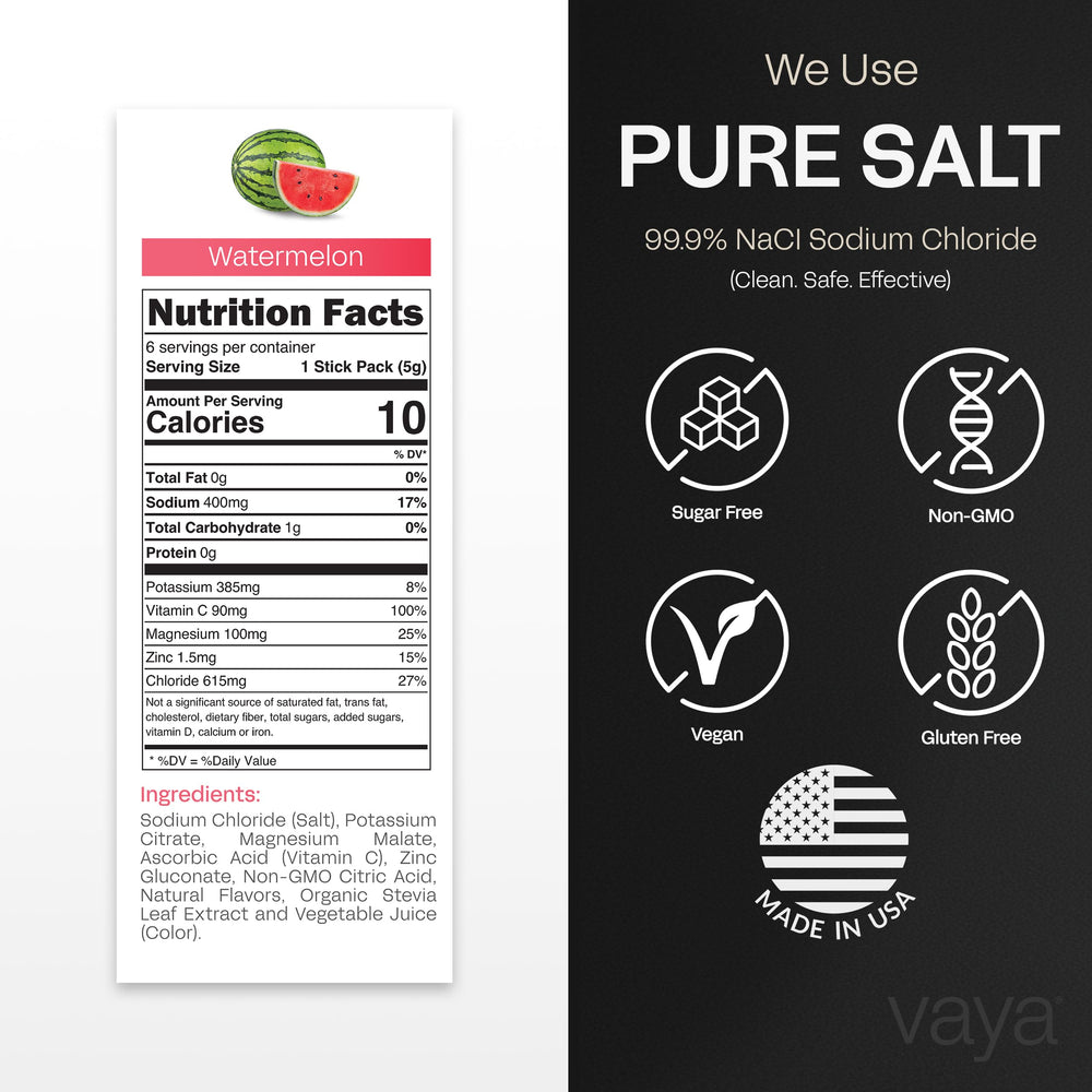 Vaya 30-pack Watermelon box front shows convenient hydration on the go.