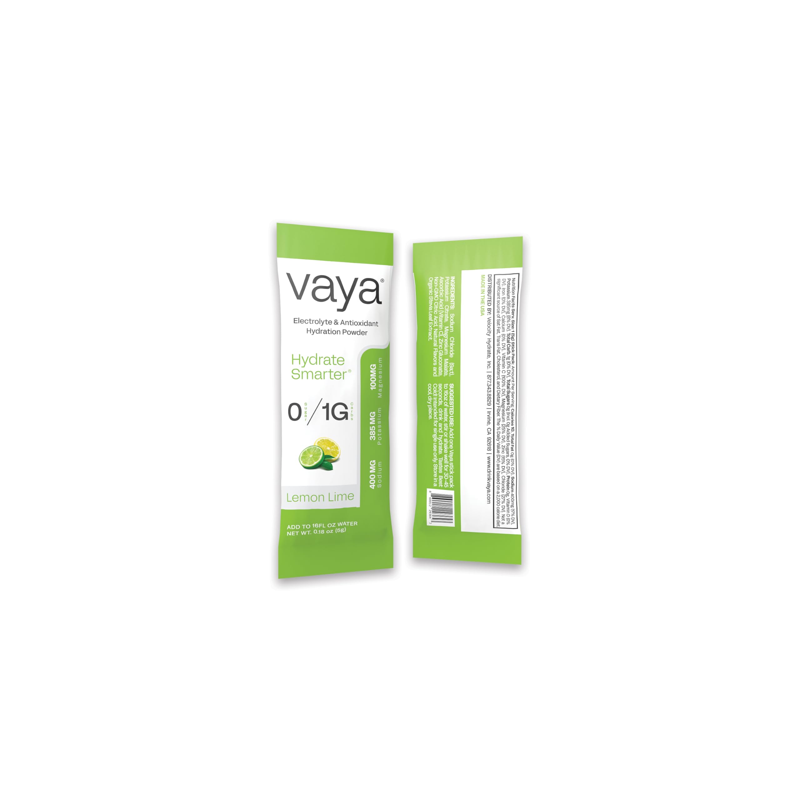 Vaya packets being poured into a glass of water for easy mixing.