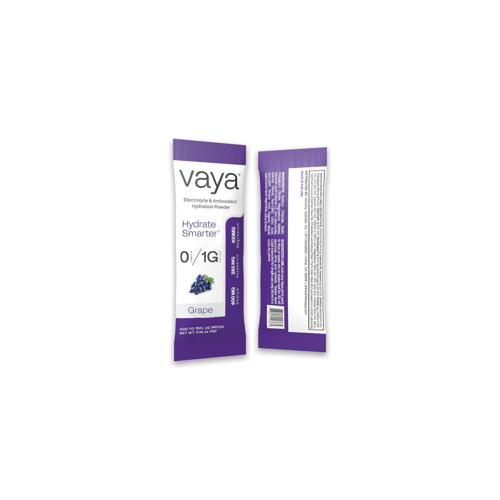Vitamin C and zinc icons on Vaya packaging underscoring nutrients