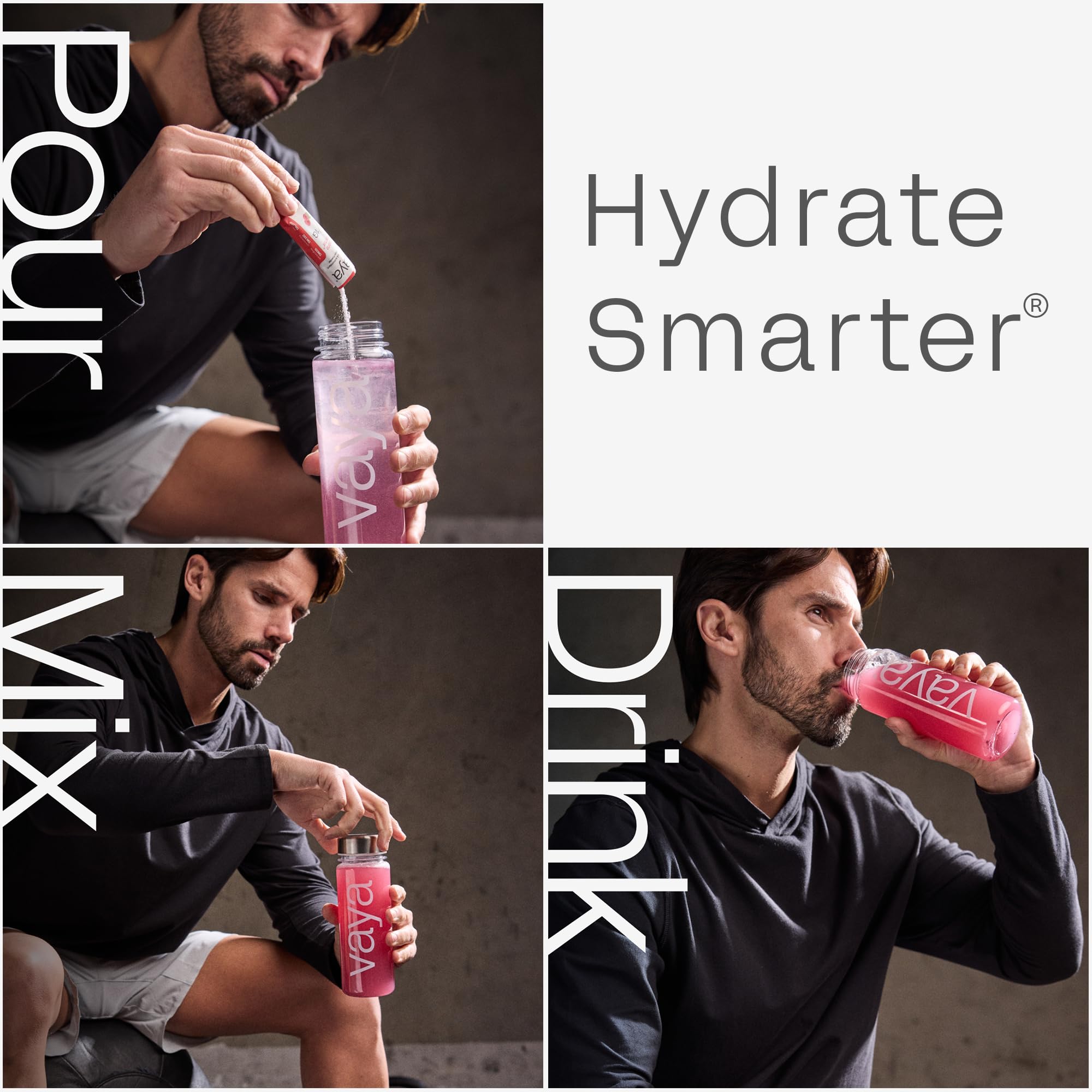 Vaya packets stir into water for easy refreshment on the go
