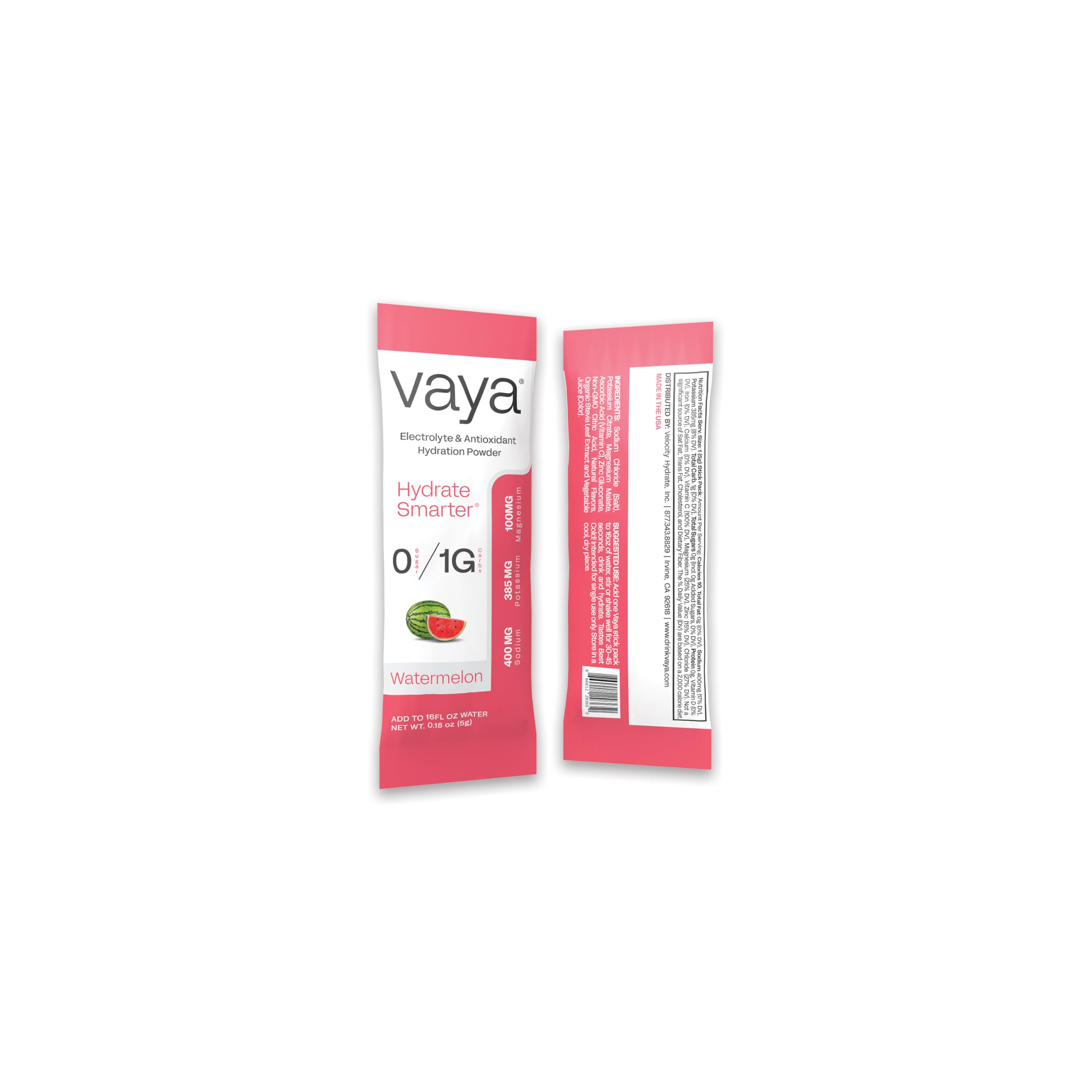 Vaya vitamin C and zinc indicating immune support and oxidation care.