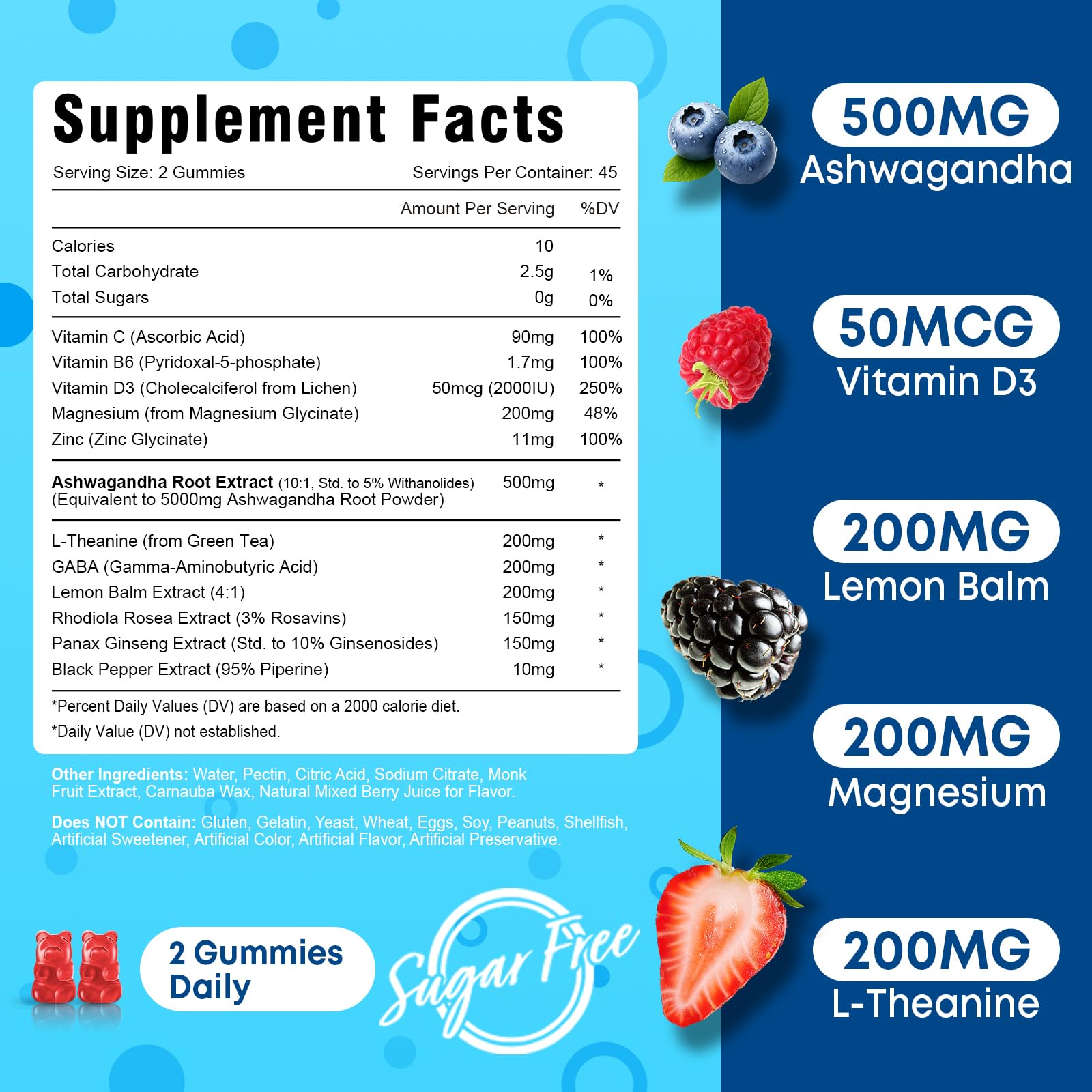 Vazatisi Ashwagandha Gummies mixed-berry flavor closeup promoting mood support.