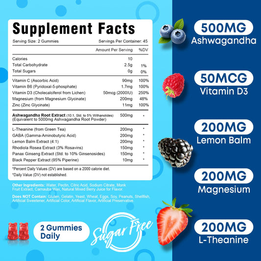 Vazatisi Ashwagandha Gummies mixed-berry flavor closeup promoting mood support.