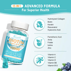 Vazatisi blueberry-flavored gummies indicating tasty, sugar-free daily wellness.