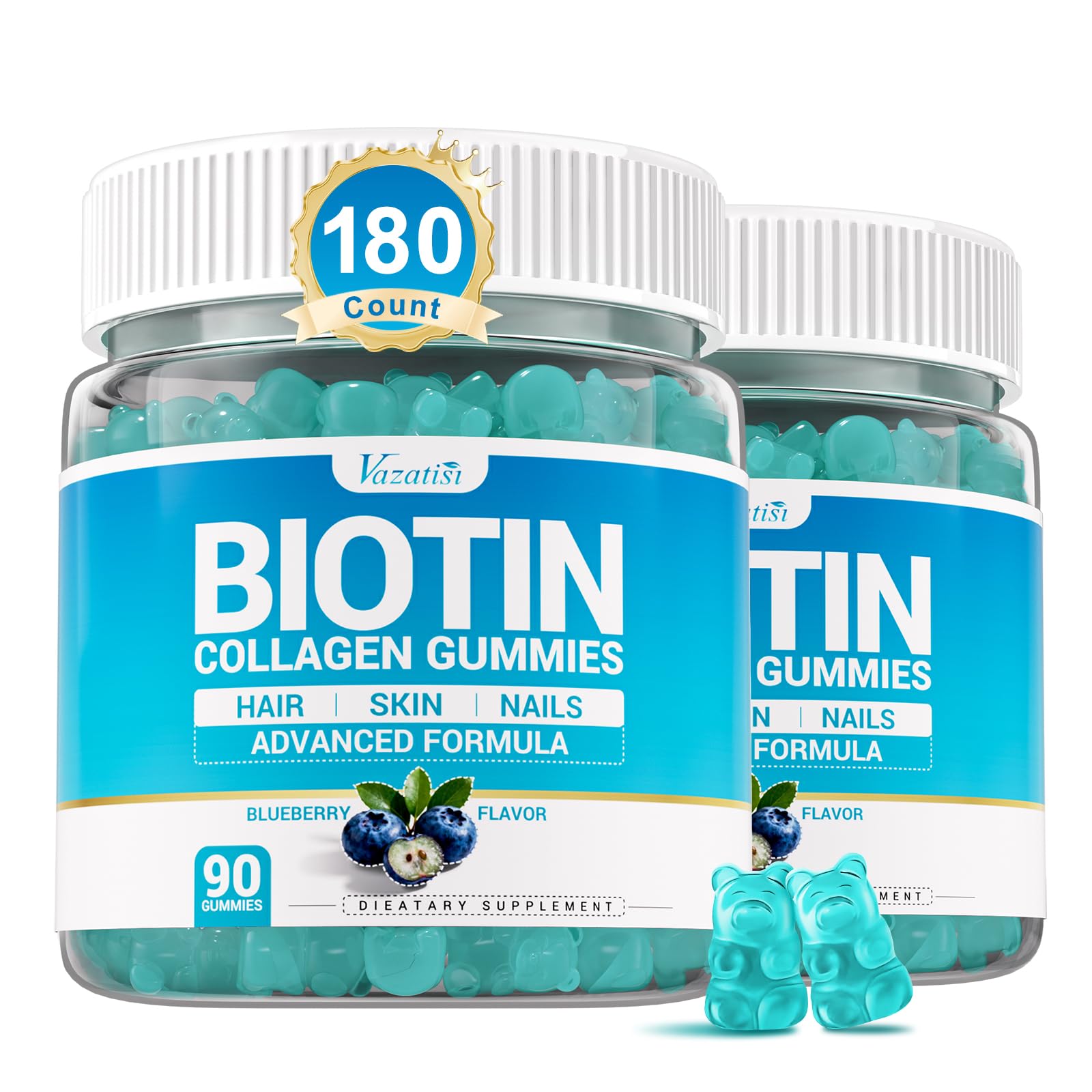 Vazatisi Biotin Gummies bottle front showing daily beauty support