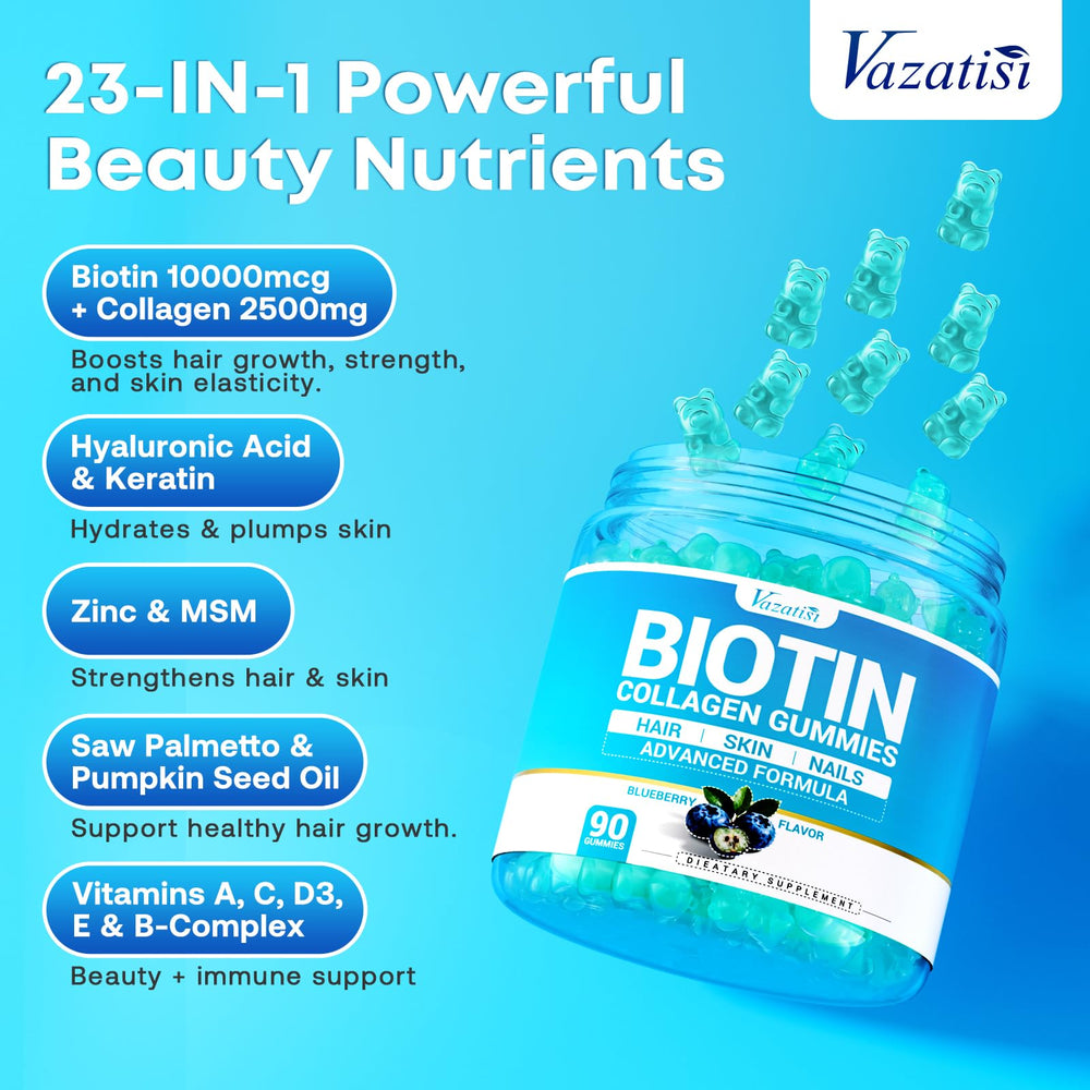 Vazatisi Biotin Gummies poured into hand for easy use