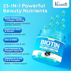 Vazatisi Biotin Gummies poured into hand for easy use