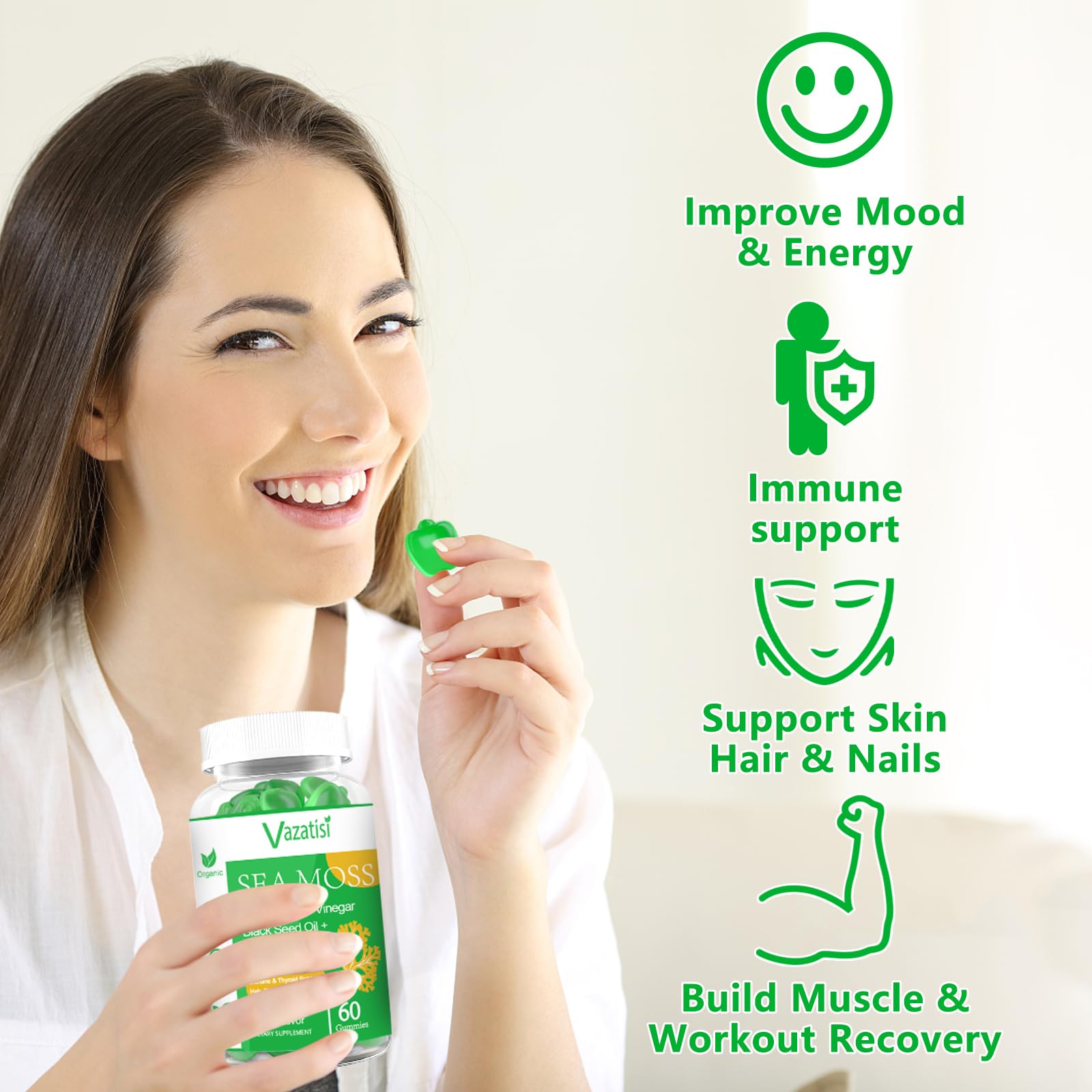 Vazatisi chlorophyll infusion provides vibrant color and natural detox hints.