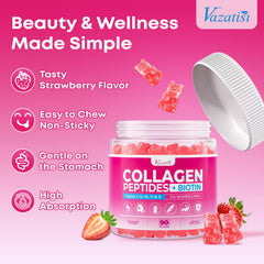 Vazatisi Collagen Gummies gluten-free and non-GMO packaging detail.