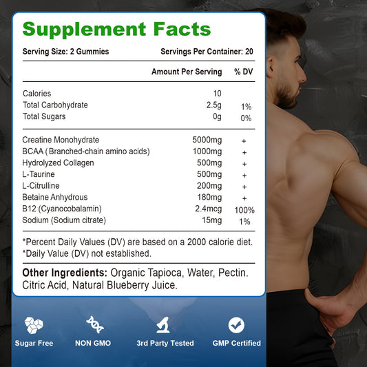 Vazatisi gummies bottle with blueberry flavor, convenient energy support for workouts.