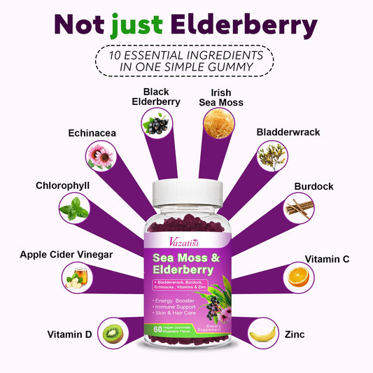 Vazatisi elderberry gummies close up showing blueberry flavor