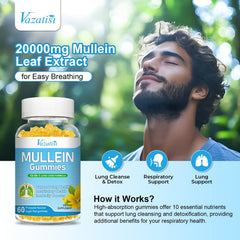 Vazatisi Mullein Gummies pineapple flavor shown for tasty lung wellness.