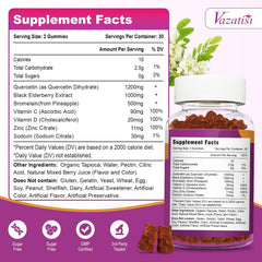 Closeup of Vazatisi Quercetin Gummies showing chewy texture and berry taste.