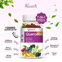 Vitamin C, zinc, and vitamin D support overall wellness with Vazatisi gummies.