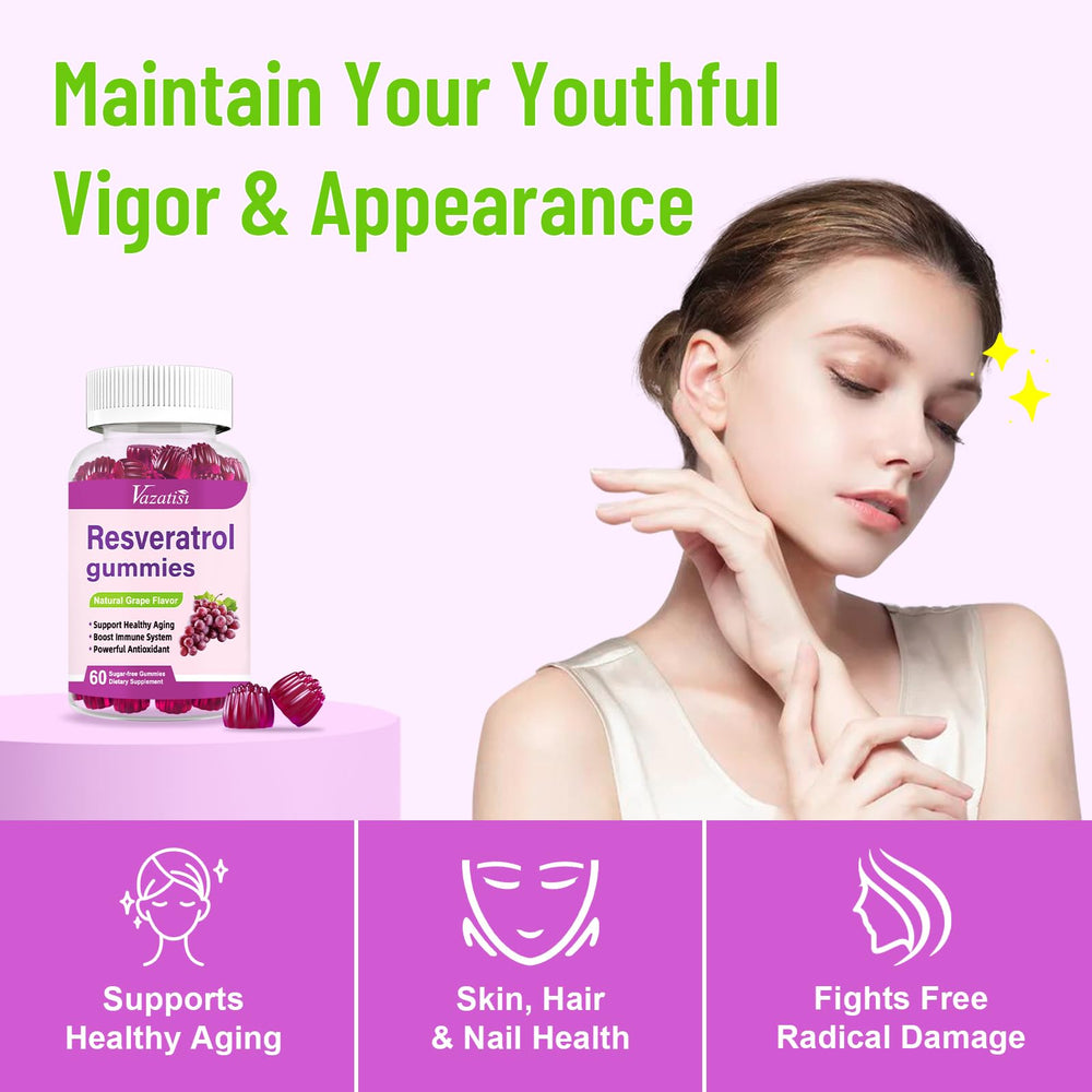 Vazatisi Resveratrol Gummies bottle with glass for everyday use