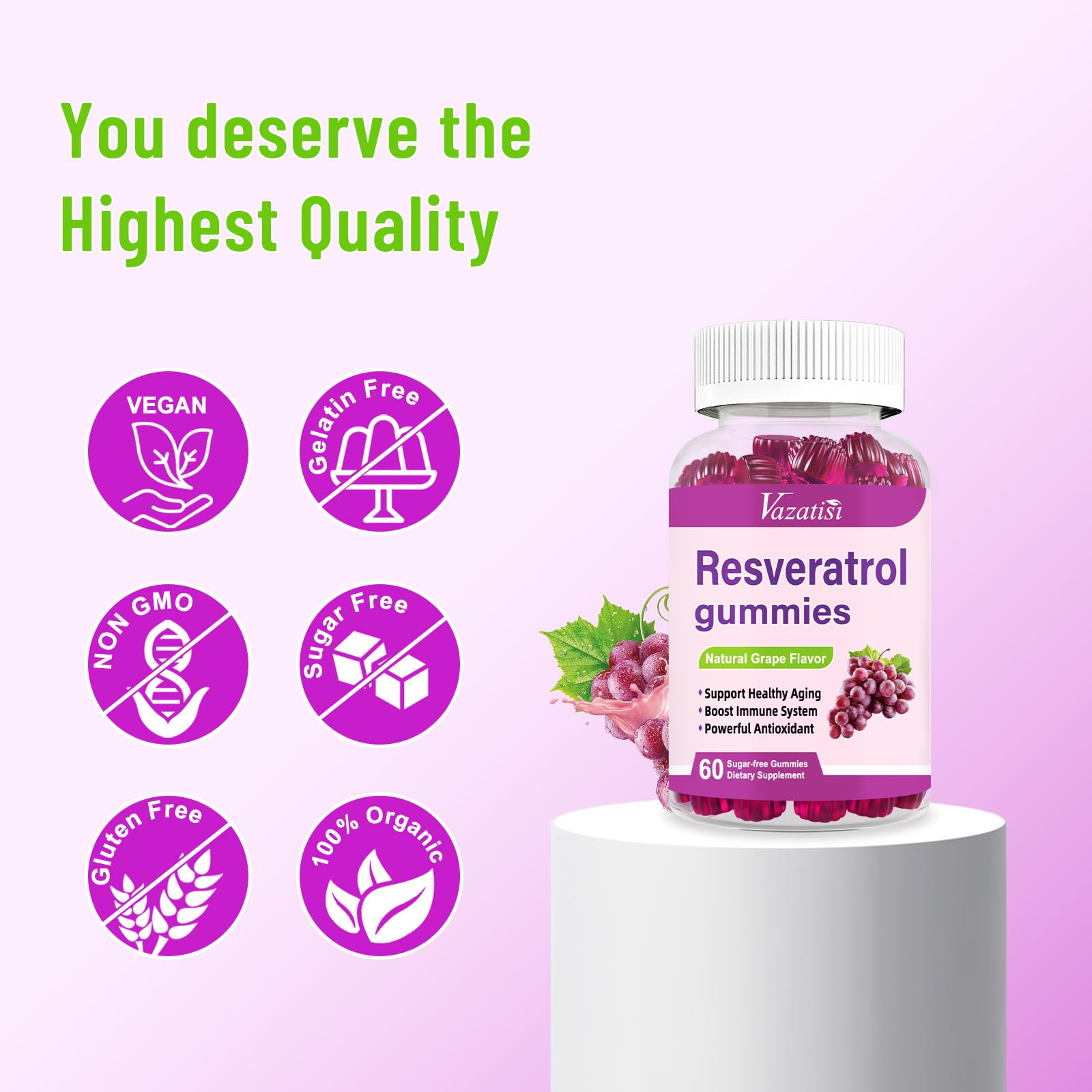 Vazatisi Resveratrol Gummies CoQ10 quercetin wellness synergy visual