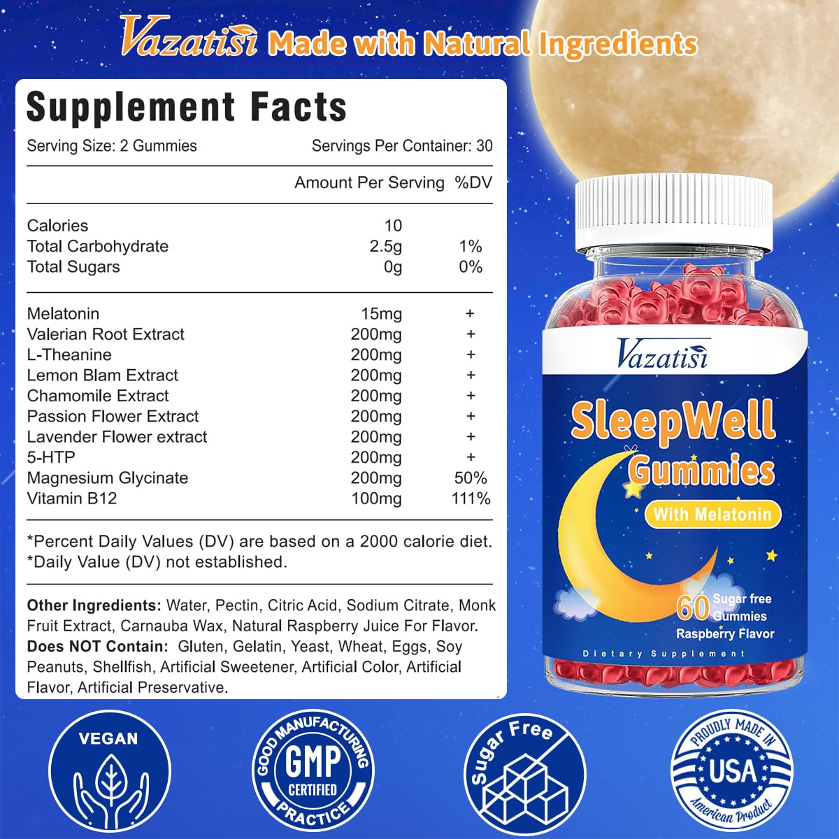 Vazatisi Sleep Gummies kid friendly dosing for family bedtime routines