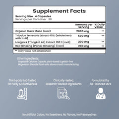 VB Health Drive Boost label detail showing maca and red ginseng ingredients for natural energy.