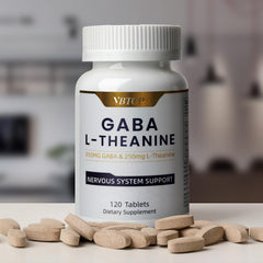 Bottle beside a glass, ideal for daily calm rituals.