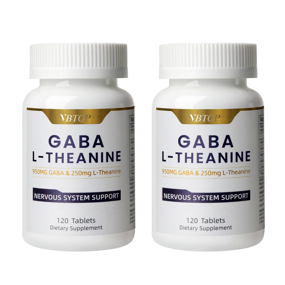 VBTOP GABA and L-Theanine bottle pour supports calm moments throughout the day.