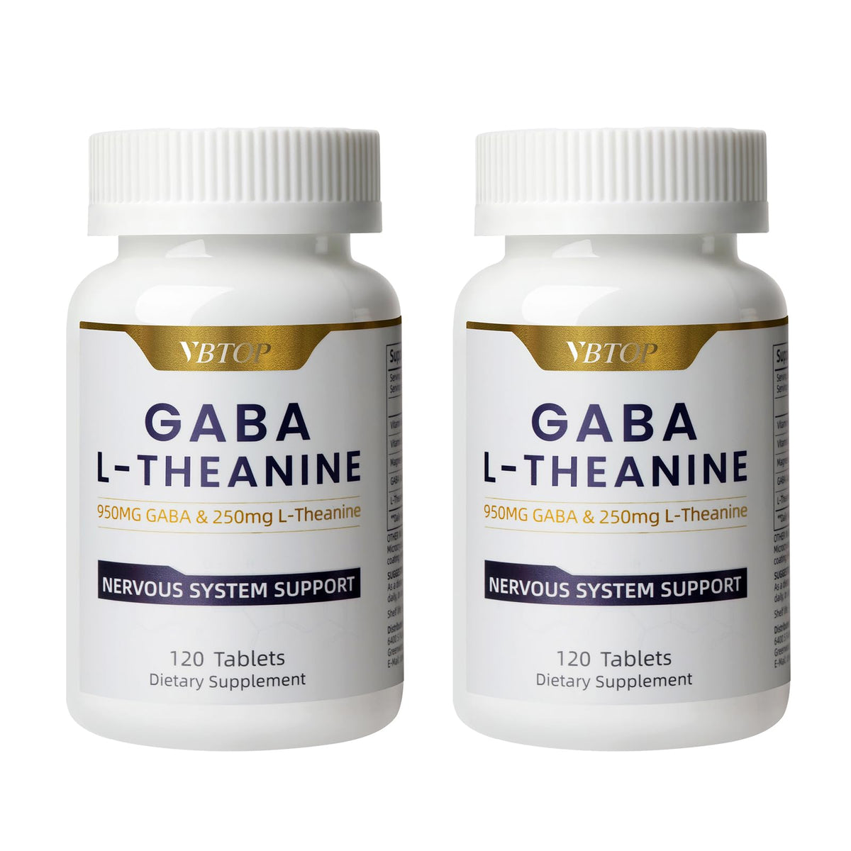 VBTOP GABA and L-Theanine bottle pour supports calm moments throughout the day.