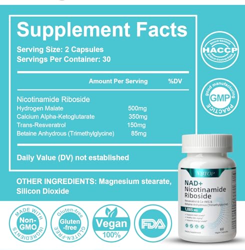 VBTOP NAD+ bottle front view for easy daily supplementation.