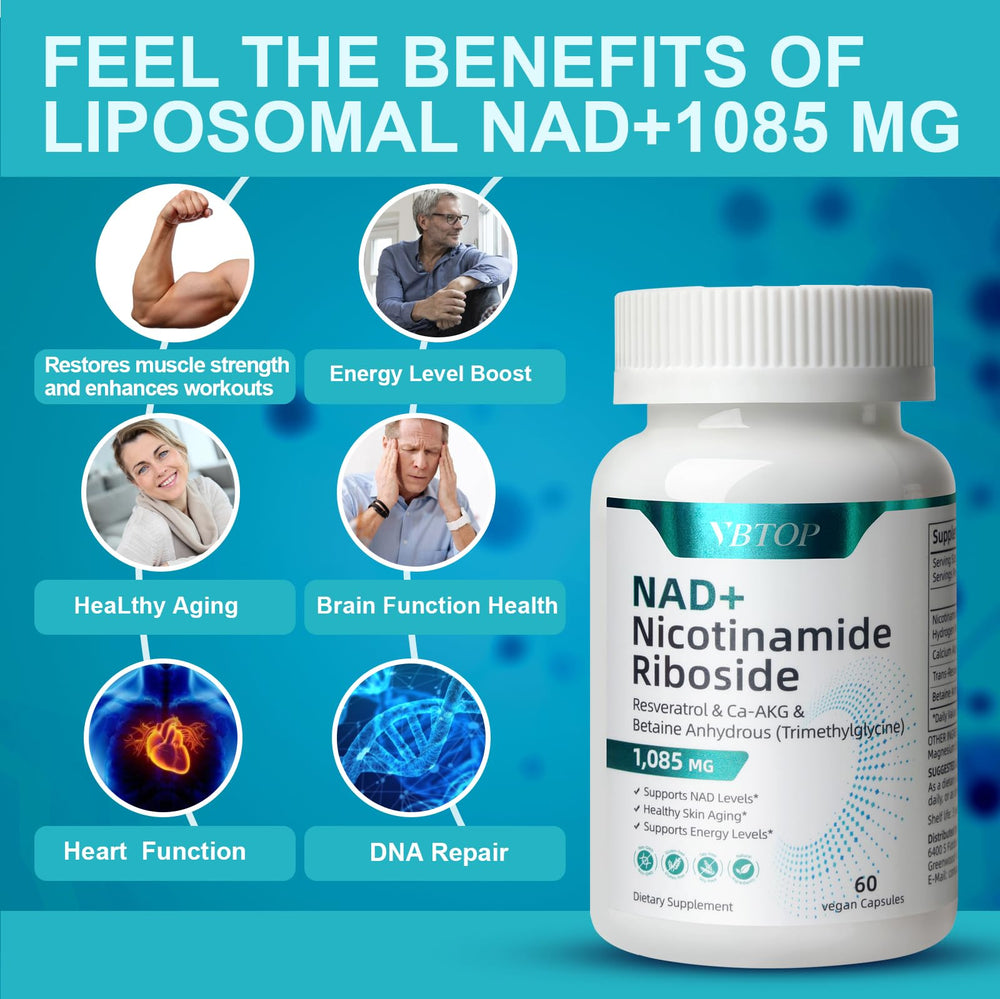 VBTOP NAD+ liposomal delivery suggesting enhanced cellular absorption.