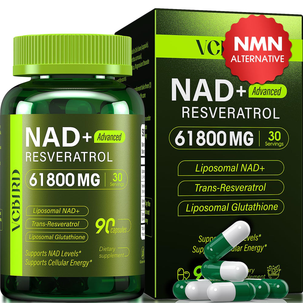 VCBIRD Liposomal NAD bottle emphasizing high-absorption NAD for energy support